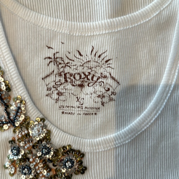 ⭐️ Roxy Bead embellished White Tank Top * US XS ⭐️ - Picture 5 of 7
